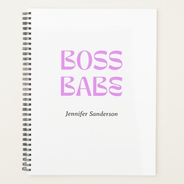 Modern 2024 Boss Babe Personalisiert White Planer (Vorderseite)