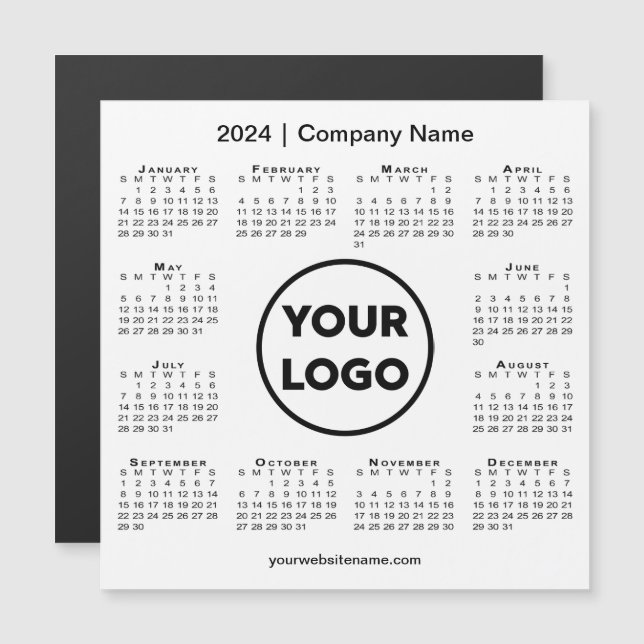 Modern 2024 Calendar Company Logo auf White Magnet (Vorne/Hinten)