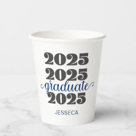 Modern 2025 Blue Black Graduate Paper Cup Pappbecher
