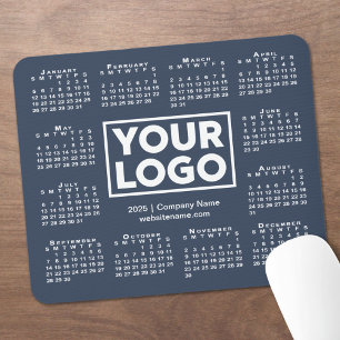 Modern 2025 Calendar Business Logo Navy Blue Mousepad