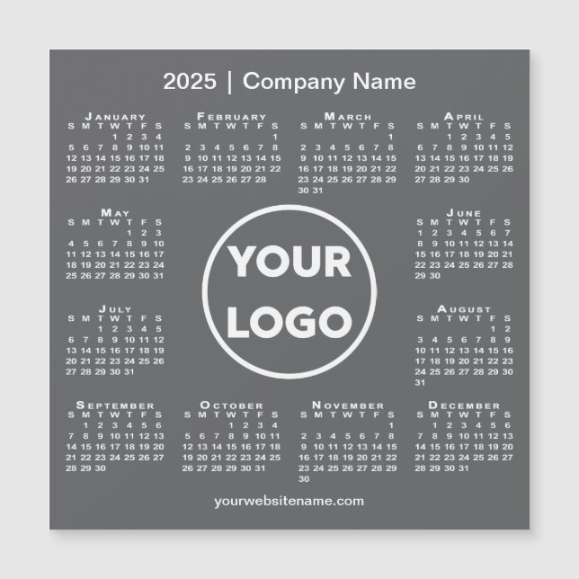 Modern 2025 Calendar Company Logo Dunkelgrau Magne Magnetkarte (Vorderseite)