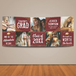 Modern 2025 Graduate Burgundy & Gold Foto Banner