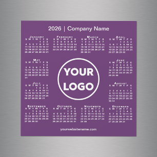 Modern 2026 Calendar Company Logo auf Lila Magnet