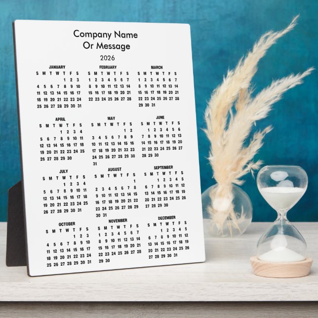 Modern 2026 Calendar Company Name Fotoplatte (Seite)