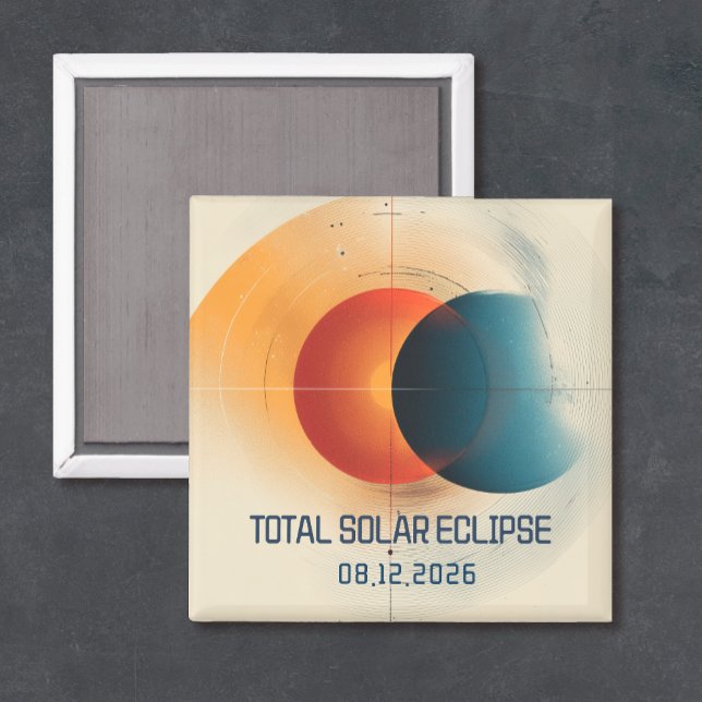 Modern 2026 Eclipse Souvenir Magnet (Solar eclipse magnet keepsake)