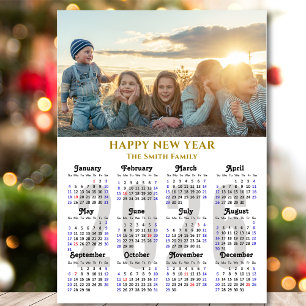 Modern 2026 Kalender Gold Script einfach magnetisc Magnetkarte