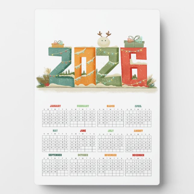 Modern 2026 Tabletop Desk Calendar - New year Fotoplatte (Vorderseite)