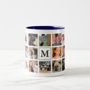 Modern 20-Familie Foto Collage Monogramm Zweifarbige Tasse