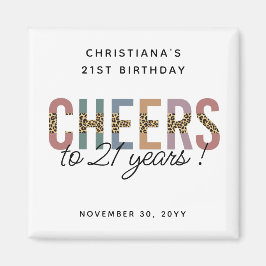 Modern 21. Geburtstag Party Leopard Print Magnet