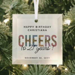 Modern 21. Geburtstag Party Leopard Print Ornament Aus Glas