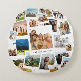 Modern 21 Picture Scrapbook FotoCollage Rundes Kissen