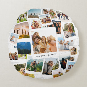 Modern 21 Picture Scrapbook FotoCollage Rundes Kissen