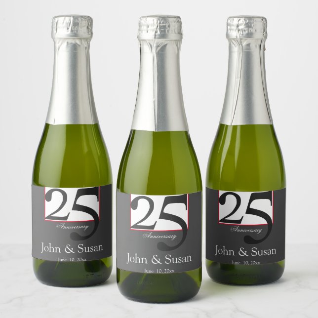 Modern 25-jähriges Weinlabel (Flaschen)