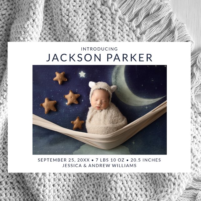 Modern 2 Foto Boy Birth Ankündigung (Von Creator hochgeladen)