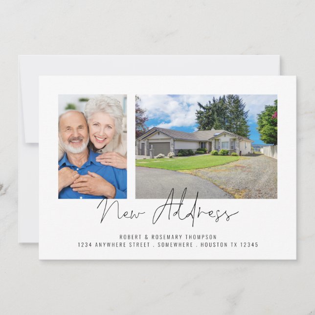 Modern 2 Foto Script Neue Adresse Ankündigung (Vorderseite)