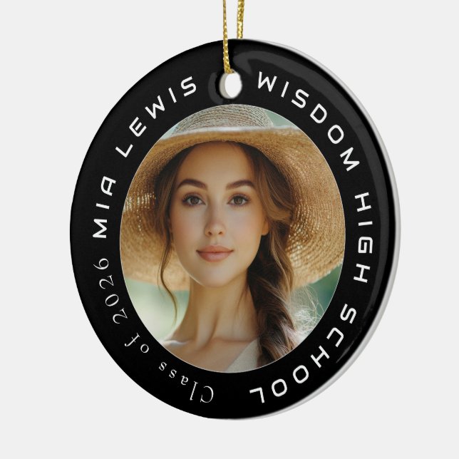 Modern 2 Photo Grad  Keramik Ornament (Links)