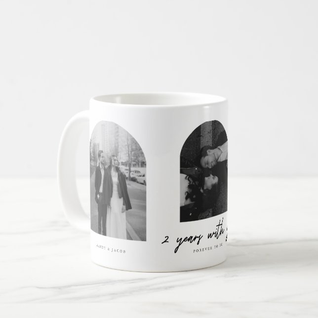 Modern 2 Year Anniversary Couple Photo Arch Kaffeetasse (Vorderseite Links)