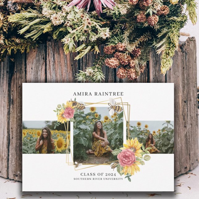 Modern 3 Foto Collage Abschluss Einladung (Von Creator hochgeladen)