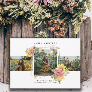 Modern 3 Foto Collage Abschluss Einladung