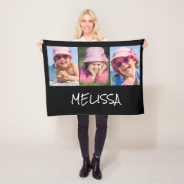 Modern 3 Foto Name Fleecedecke