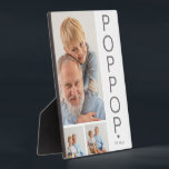 Modern 3 Foto Poppop Plaque Fotoplatte<br><div class="desc">Eine moderne Foto-Collage Sake-Plakette,  perfekt als Geschenk für Väter Tag,  Geburtstag,  Weihnachten oder jede andere Gelegenheit. Die Foto-Plakette enthält 3 Fotos,  einen fett grauen Schriftart,  der die Aufschrift "POPPOP" und "EST: 20XX.</div>
