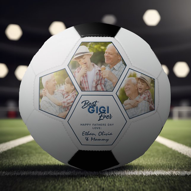 Modern 3 FotoCollage Beste Gigi je Fußball (Easily personalize this Best GIGI Ever Soccer ball with your photos & text for a gift he'll love)