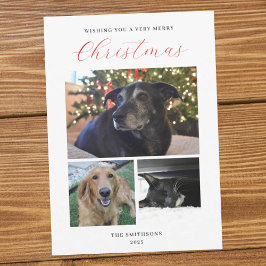 Modern 3-Photo Collage Customizable Christmas Card Feiertagskarte
