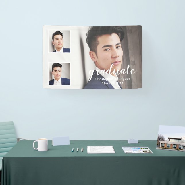 Modern 3 Photo Graduation Banner (Messe)