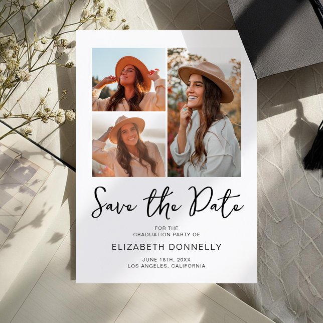 Modern 3 Photo Graduation Save The Date (Von Creator hochgeladen)