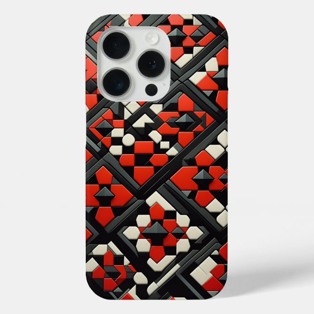 Modern 3D Geometric Mandala Case - Bold Red, Black (Rückseite)
