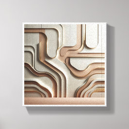 Modern 3D Geometric Paths Abstract - Luxury Cream Leinwanddruck