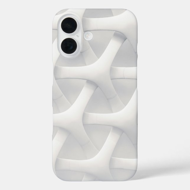 Modern 3D Geometric White iPhone 16 Hülle (Rückseite)