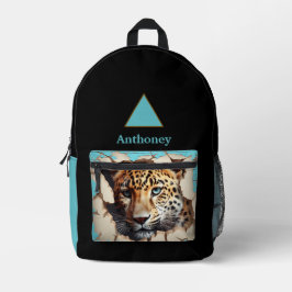 Modern 3D Leopard Customizable Name Bedruckter Rucksack
