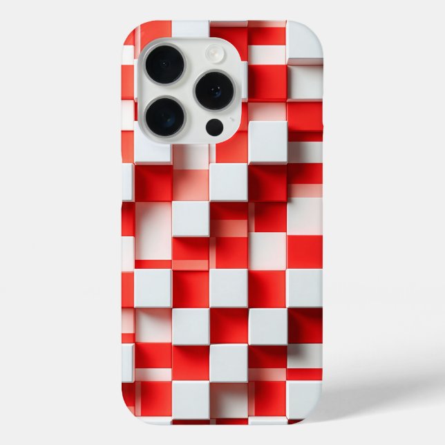 Modern 3D Red & White Geometric Cube Case Abstract (Rückseite)