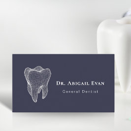 Modern 3D Tooth Professional Navy Blue Dentist Visitenkarte
