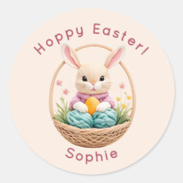 Modern 3D Yarn Art Easter Bunny Personalized Stick Runder Aufkleber