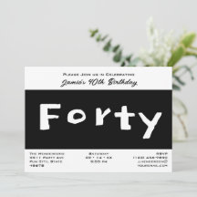 Modern 40. Geburtstag Schwarz und Weiß