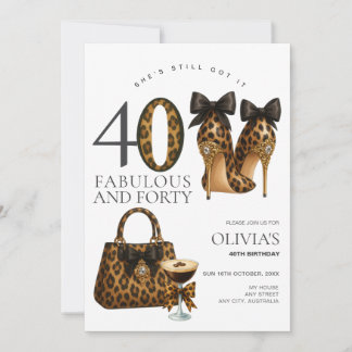 Modern 40. Leopard & Cheetah Print, Trendy 40 Einladung