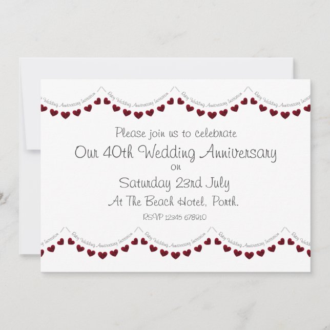 Modern 40. Ruby Hochzeitstag Einladung (Vorderseite)