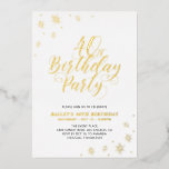 Modern 40th Birthday Party Real Foil Invitation Folieneinladung<br><div class="desc">Celebrate your special day with this stylish adult birthday party foil invitation. This design features a chic gold foil text "40th Birthday Party" with sparkle confetti. You can choose the foil color(Gold/ Silver/ Rose Gold). More designs and party supplies are available at my shop BaraBomDesign.</div>