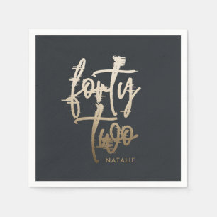 Modern 42. Geburtstag Black Gold elegante Drehbuch Serviette