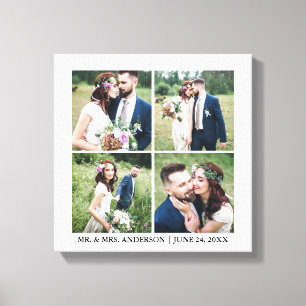 Modern 4 Foto Collage Hochzeit Leinwanddruck