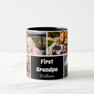 Modern 4 Photo Collage First Grandpa  Mug