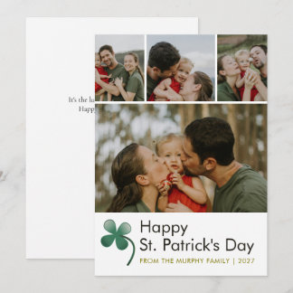 Modern 4 Photo Collage St Patricks Day Family Feiertagskarte