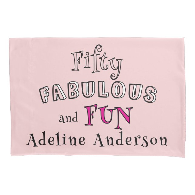 Modern 50 And Fabulous Pink 50th Birthday Gift Kissenbezug (Vorderseite)
