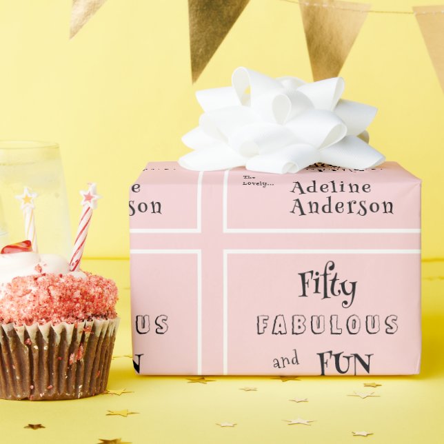 Modern 50 and Fabulous Pink 50th Birthday Party Geschenkpapier (Geburtstagsparty)