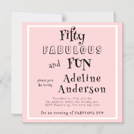 Modern 50 and Fabulous Pink 50th Birthday Party Magneteinladung