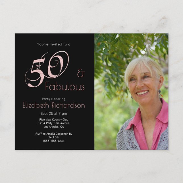 Modern 50 fabulous 50th birthday Foto Postkarte (Vorderseite)