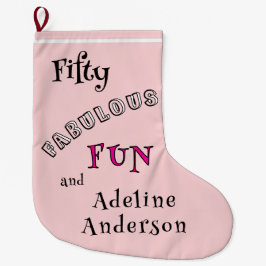 Modern 50 Fabulous Pink 50th Christmas Stocking Großer Weihnachtsstrumpf