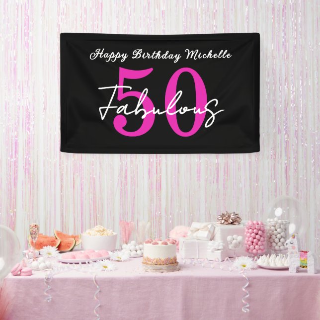 Modern 50th Birthday 50 and Fabulous Party Banner (Party)
